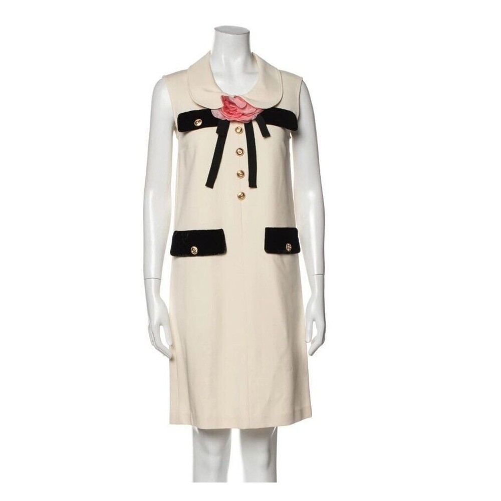 NWT. $3600 GUCCI Floral-appliquéd cady mini dress XXS - Picture 9 of 16